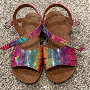 Cat & Jack Girls Rainbow Holographic Pink Sandals